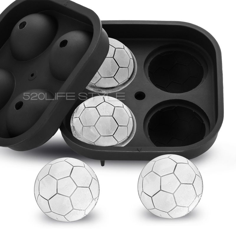 4 Grid Football Basketball Rugby Ice Cubes Mold Silicone Ice Tray